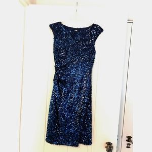 David Meister Blue Sequin Cocktail Dress